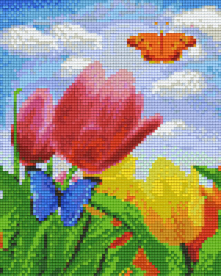 Tulips Butterflies Four [4] Baseplate PixelHobby Mini-mosaic Art Kit image 0